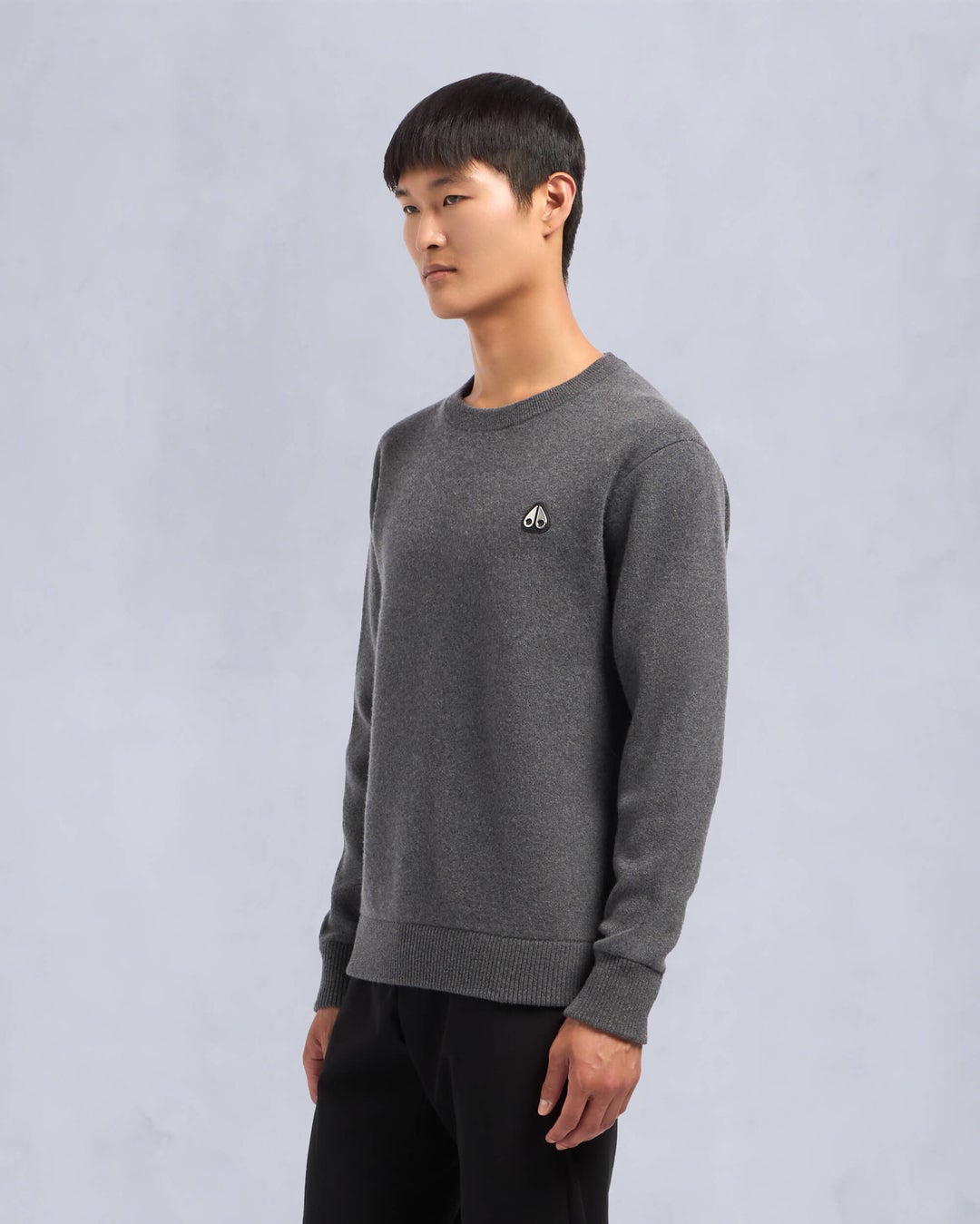 Dark Grey Moose Knuckles Jog Falls Cashmere-merino  Men Sweater | USA-DBRZF6521