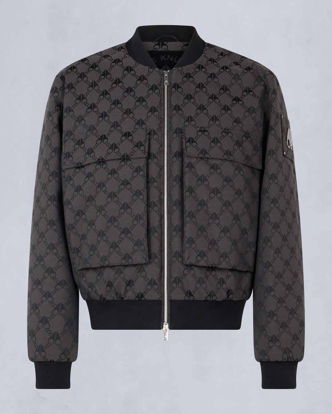 Dark Grey / Black Moose Knuckles Alder Monogram Men Bomber Jacket | USA-OVABJ8435