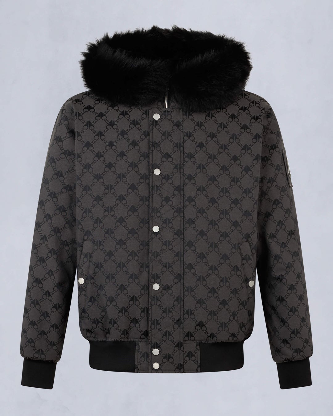 Dark Grey / Black Moose Knuckles Denali Monogram Men Bomber Jacket | USA-OQRTB6028