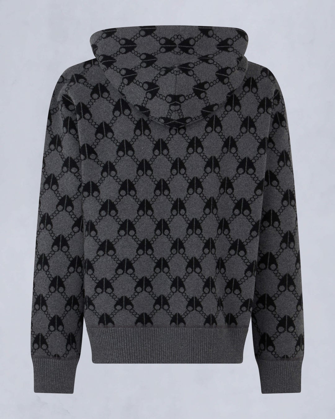 Dark Grey / Black Moose Knuckles Jog Falls Cashmere-merino Monogram Men Hoodie | USA-YSZGJ9014