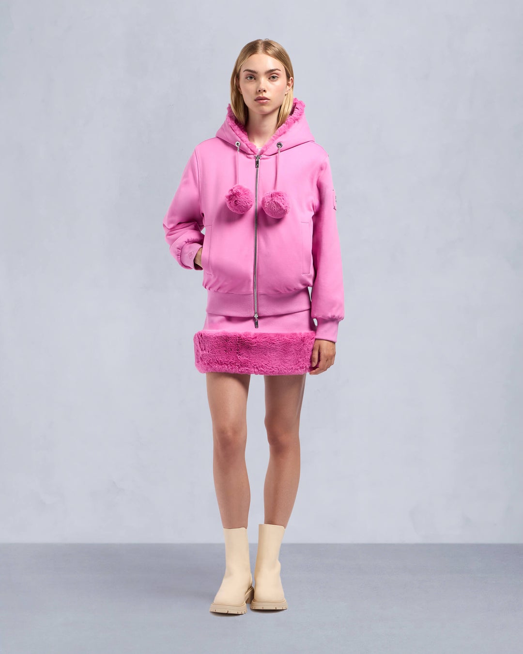 Fuchsia Moose Knuckles Mealy Reversible Bunny Women Hoodie | USA-VXOFK6280