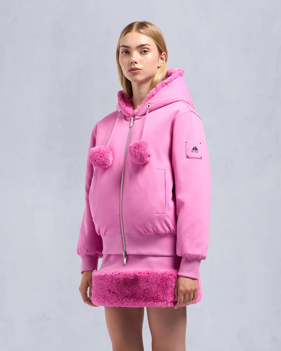 Fuchsia Moose Knuckles Mealy Reversible Bunny Women Hoodie | USA-VXOFK6280