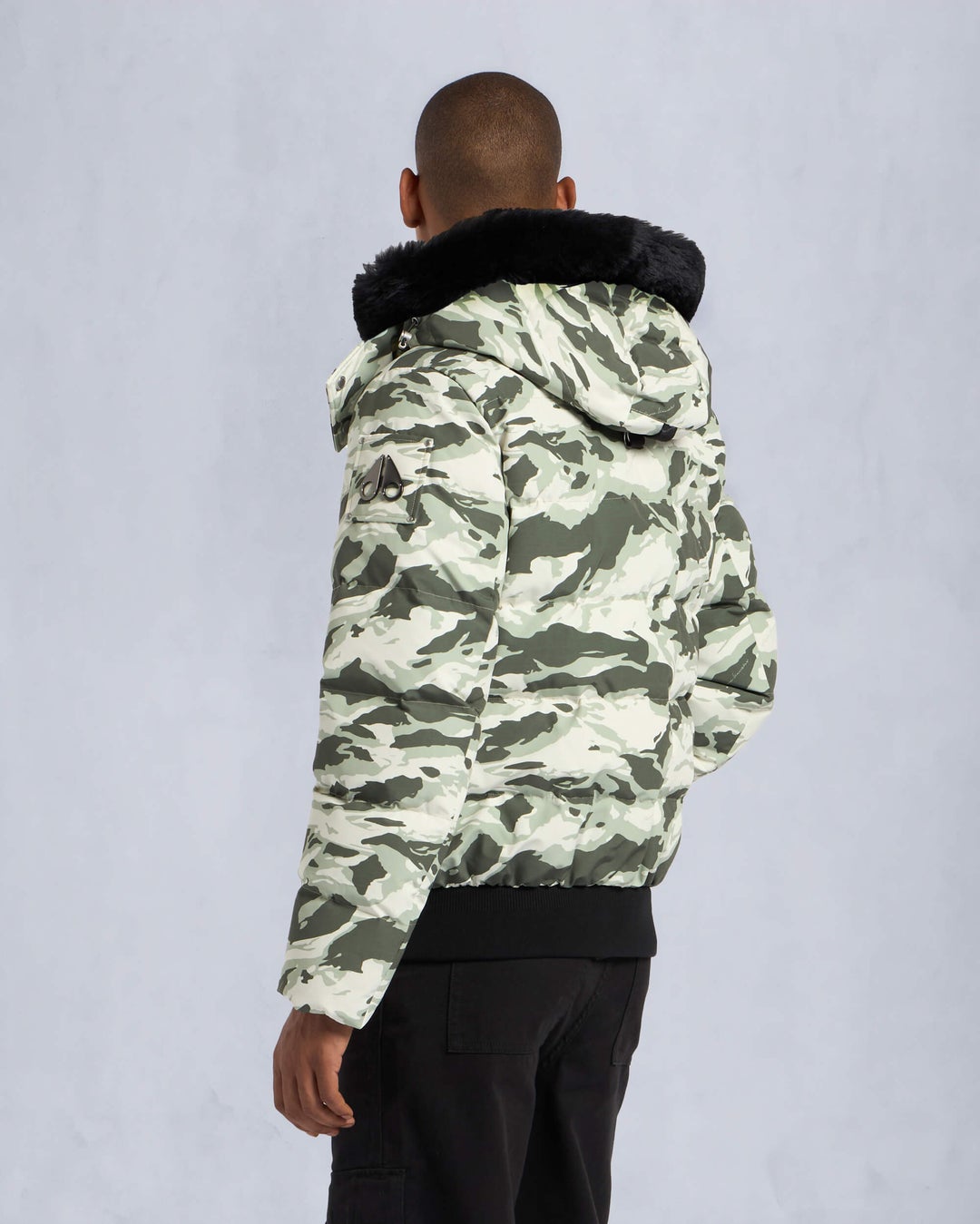 Green / White Moose Knuckles Cloud Shearling Men Bomber Jacket | USA-KFAHY0781