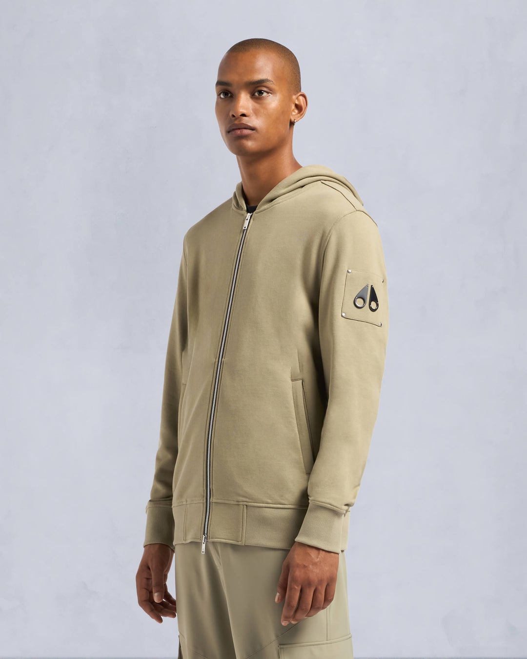 Khaki Moose Knuckles Hartsfield Zip-up Men Hoodie | USA-DIWER1357