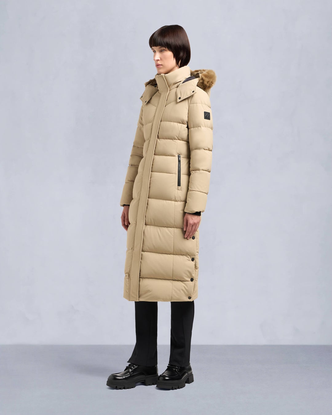 Khaki Moose Knuckles Jocada Shearling Long Women Parka | USA-AHKZN0825