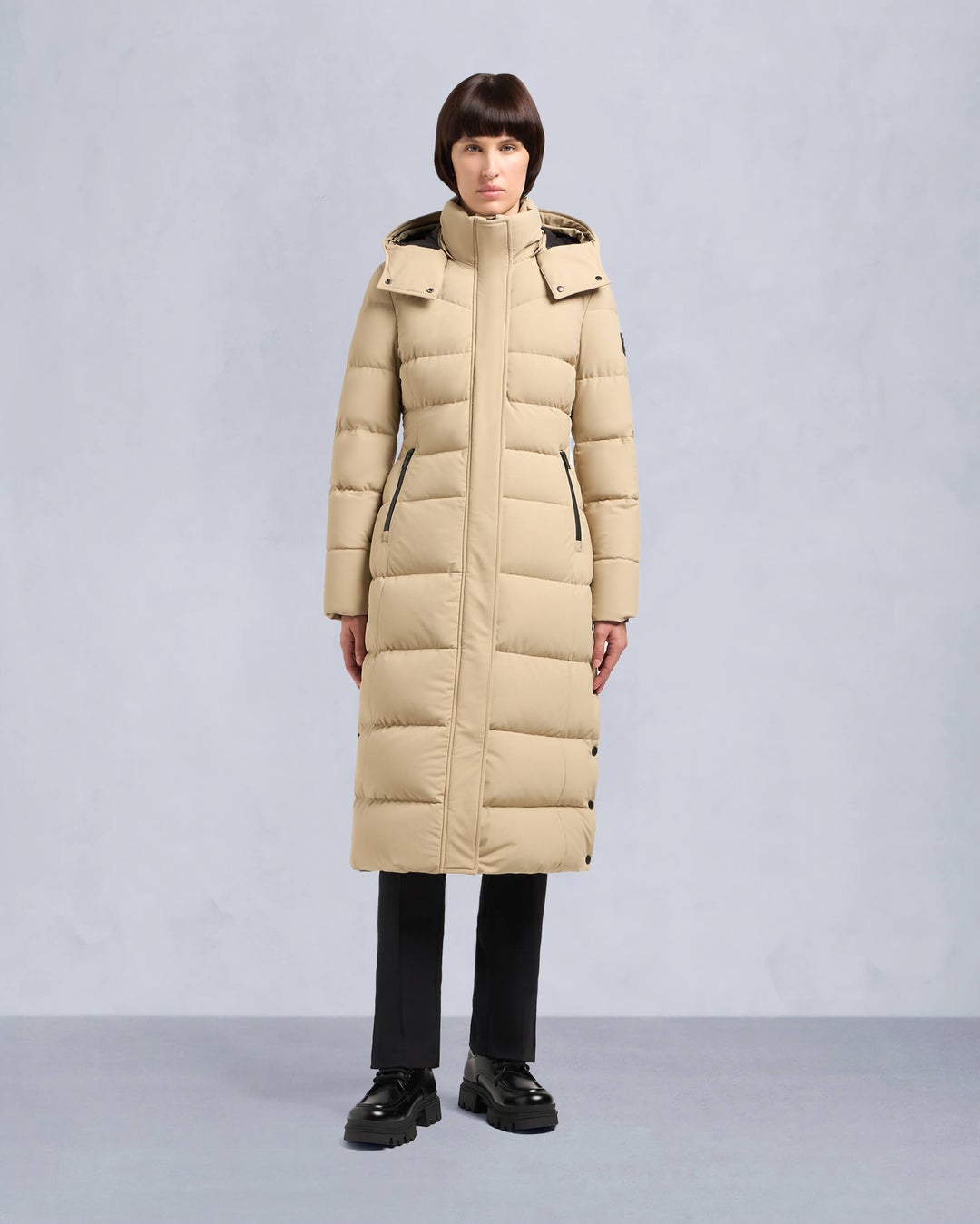 Khaki Moose Knuckles Jocada Shearling Long Women Parka | USA-AHKZN0825