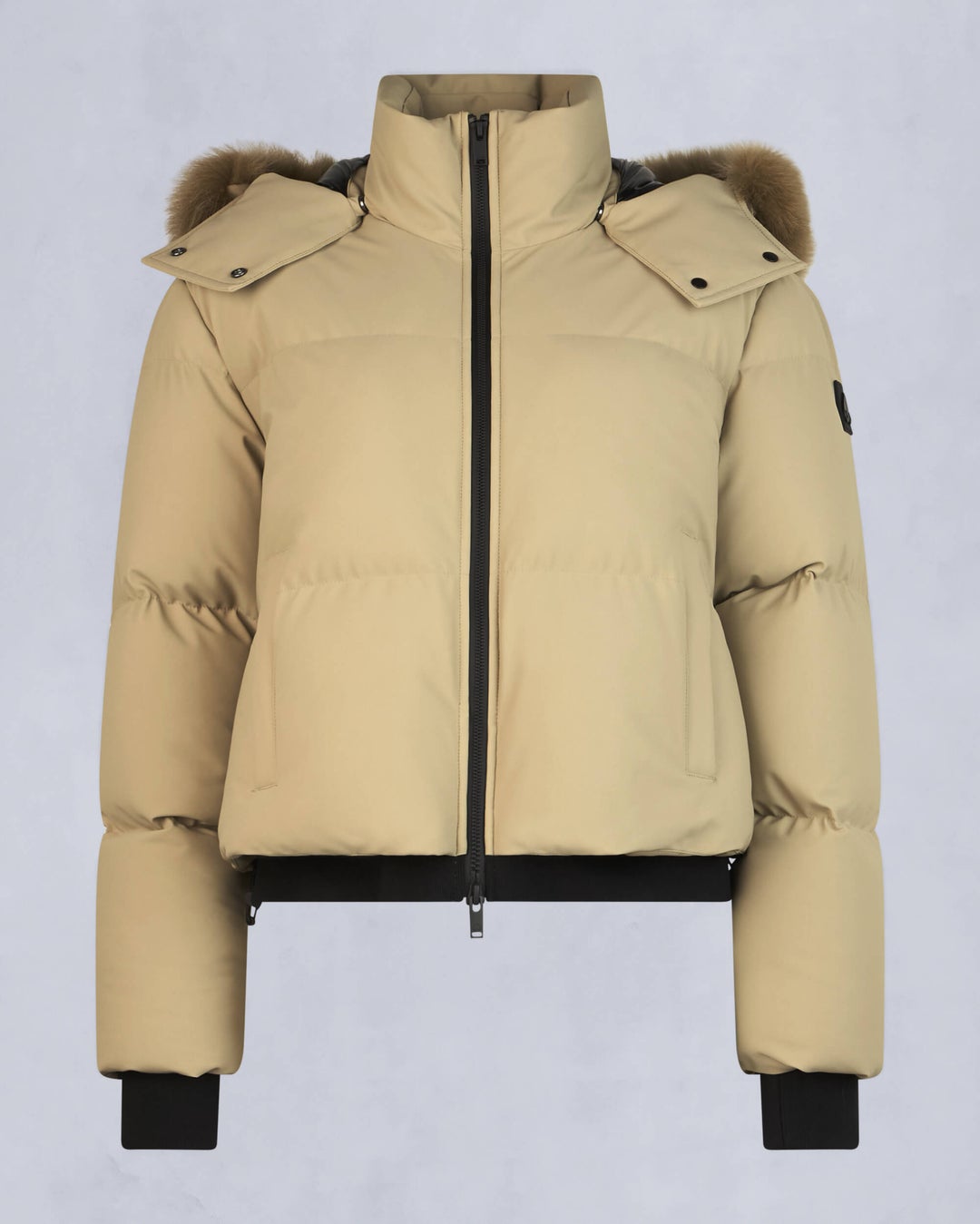 Khaki Moose Knuckles Misti Shearling Puffer Women Down Jacket | USA-HUEDI3845