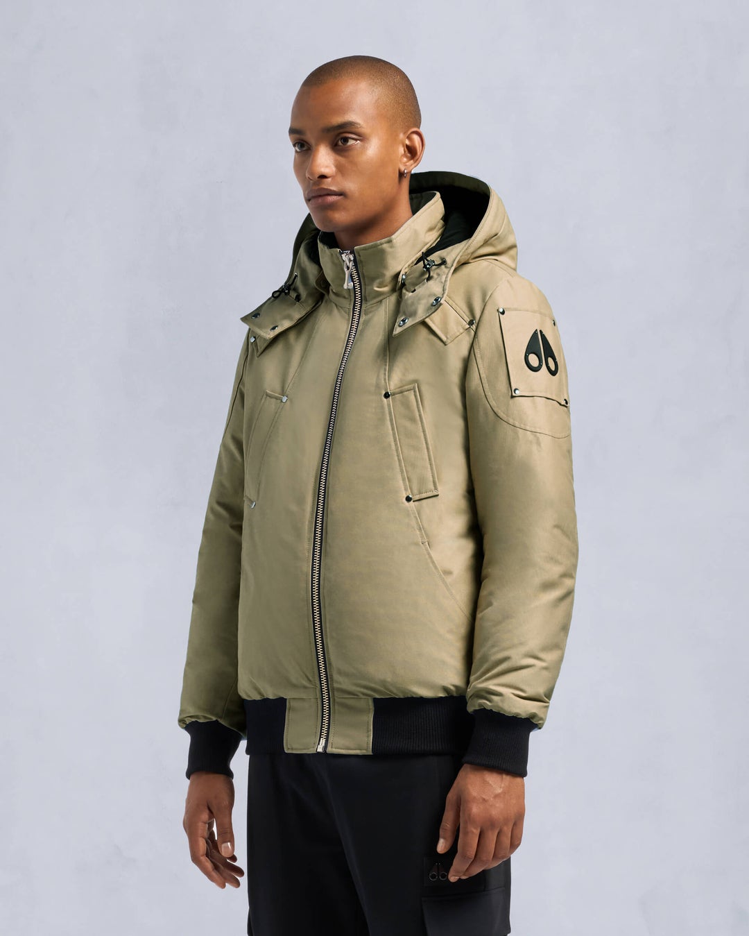 Khaki Moose Knuckles Original Ballistic Men Bomber Jacket | USA-KRXUJ8927