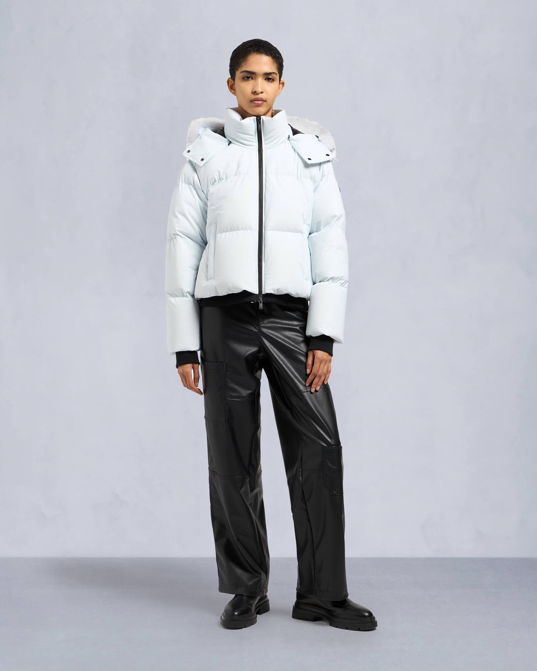 Light Blue Moose Knuckles Misti Shearling Puffer Women Down Jacket | USA-BLTZC9206