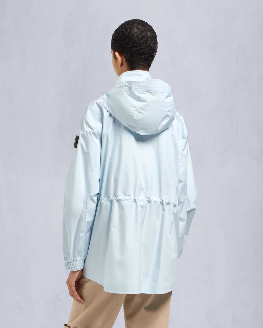 Light Blue Moose Knuckles Nadia Short Women Rain Jacket | USA-RKAUZ5369