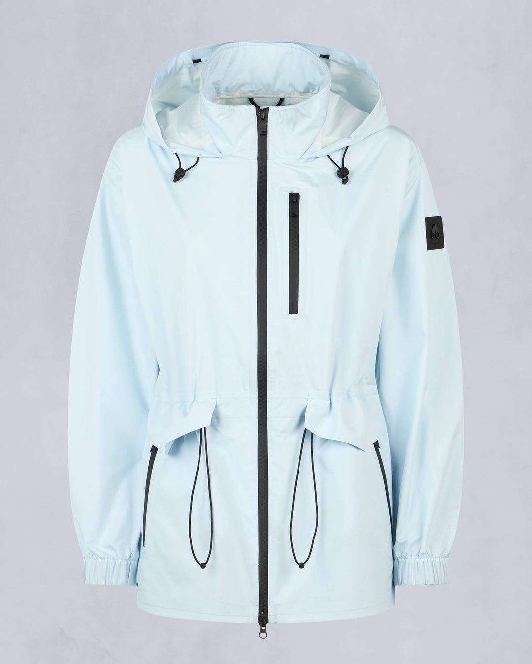 Light Blue Moose Knuckles Nadia Short Women Rain Jacket | USA-RKAUZ5369