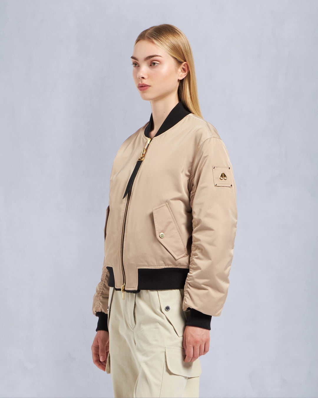 Light Brown Moose Knuckles Gold Series Reversible Jet Women Bomber Jacket | USA-ZTXFD6289