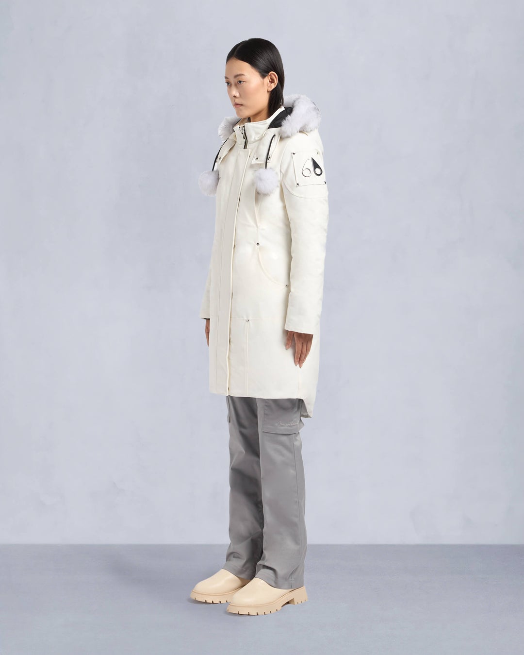 Light Cream Moose Knuckles Original Shearling Stirling Women Parka | USA-HYBXN2107