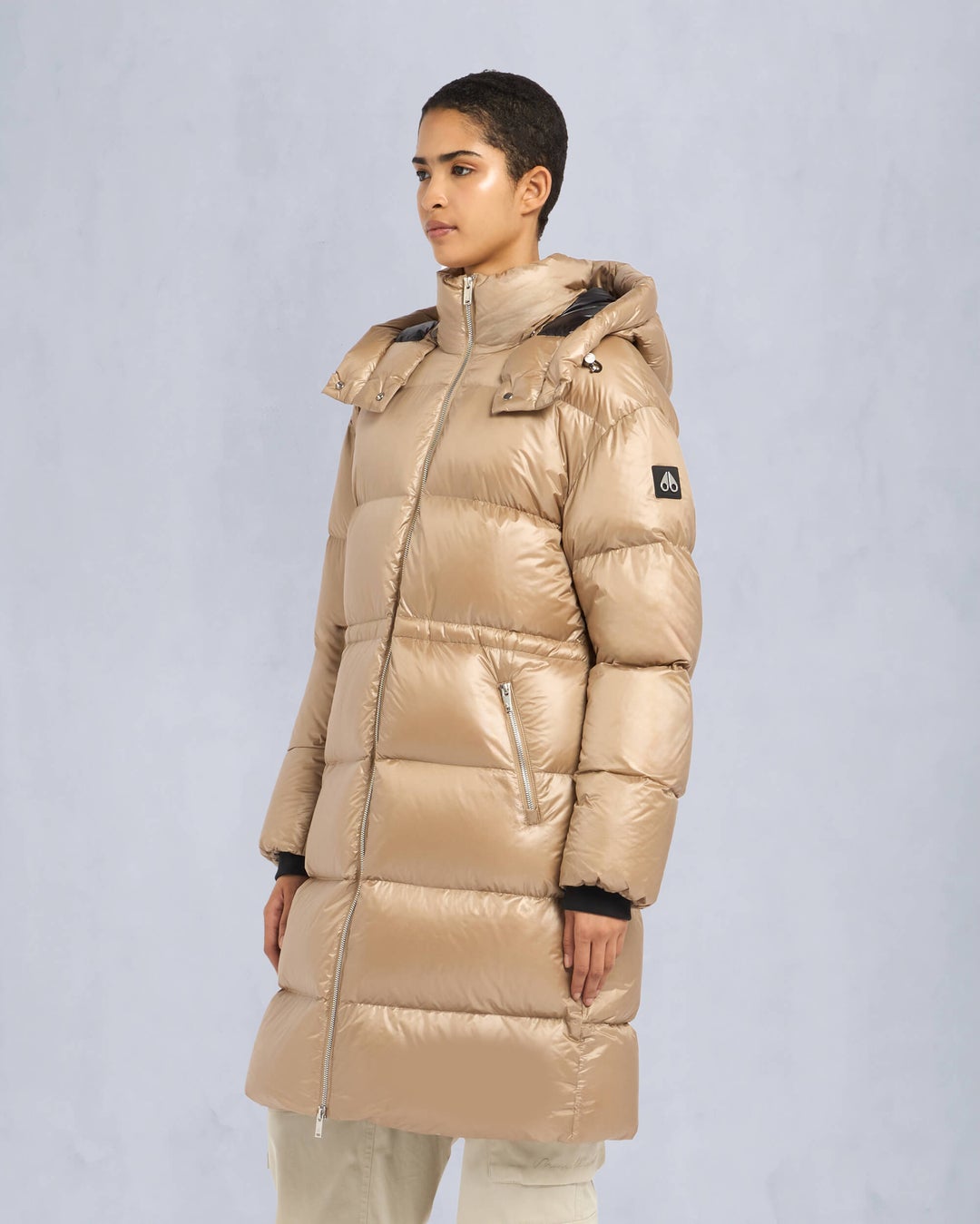 Light Gold Moose Knuckles Juniper Long Down Women Puffer Jacket | USA-MPSXA4981