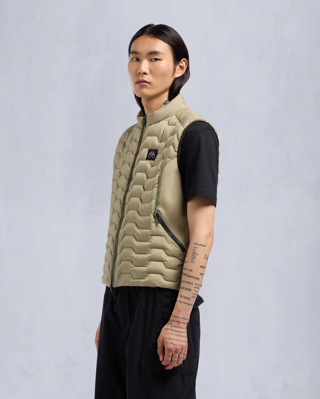 Light Khaki Moose Knuckles Granite Down Hybrid Men Vest | USA-BLTPF3892