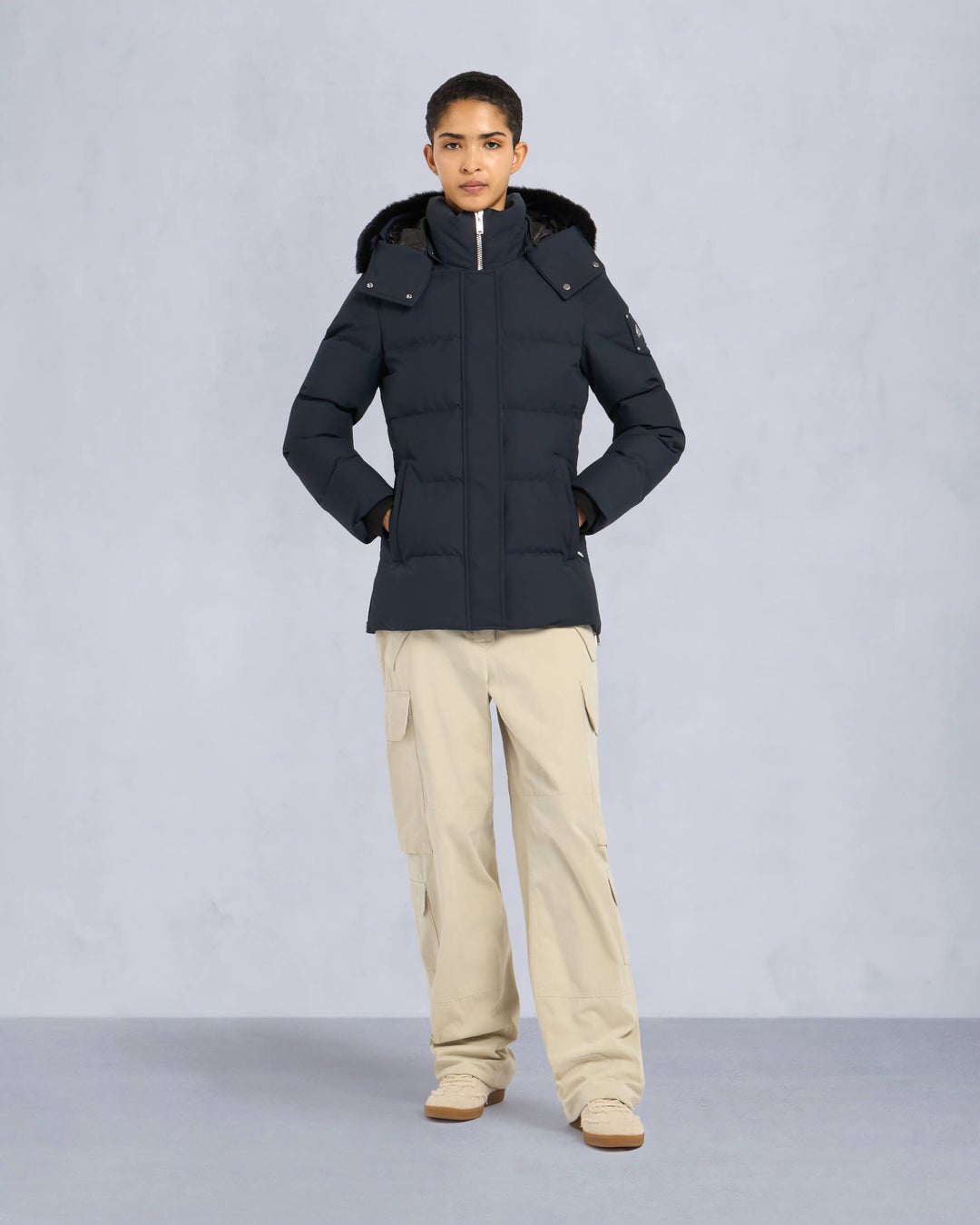 Navy Moose Knuckles Cloud Shearling 3q Women Winter Jacket | USA-HPRUN3064