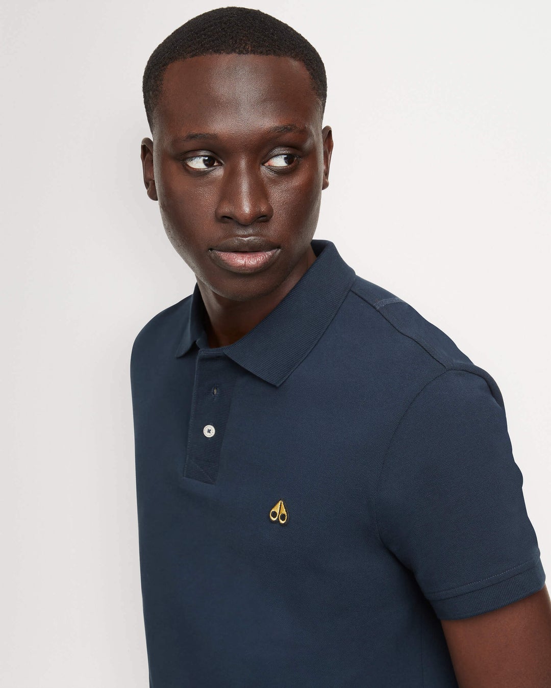 Navy Moose Knuckles Gold Pique Men Polo Shirt | USA-AQGCP0432