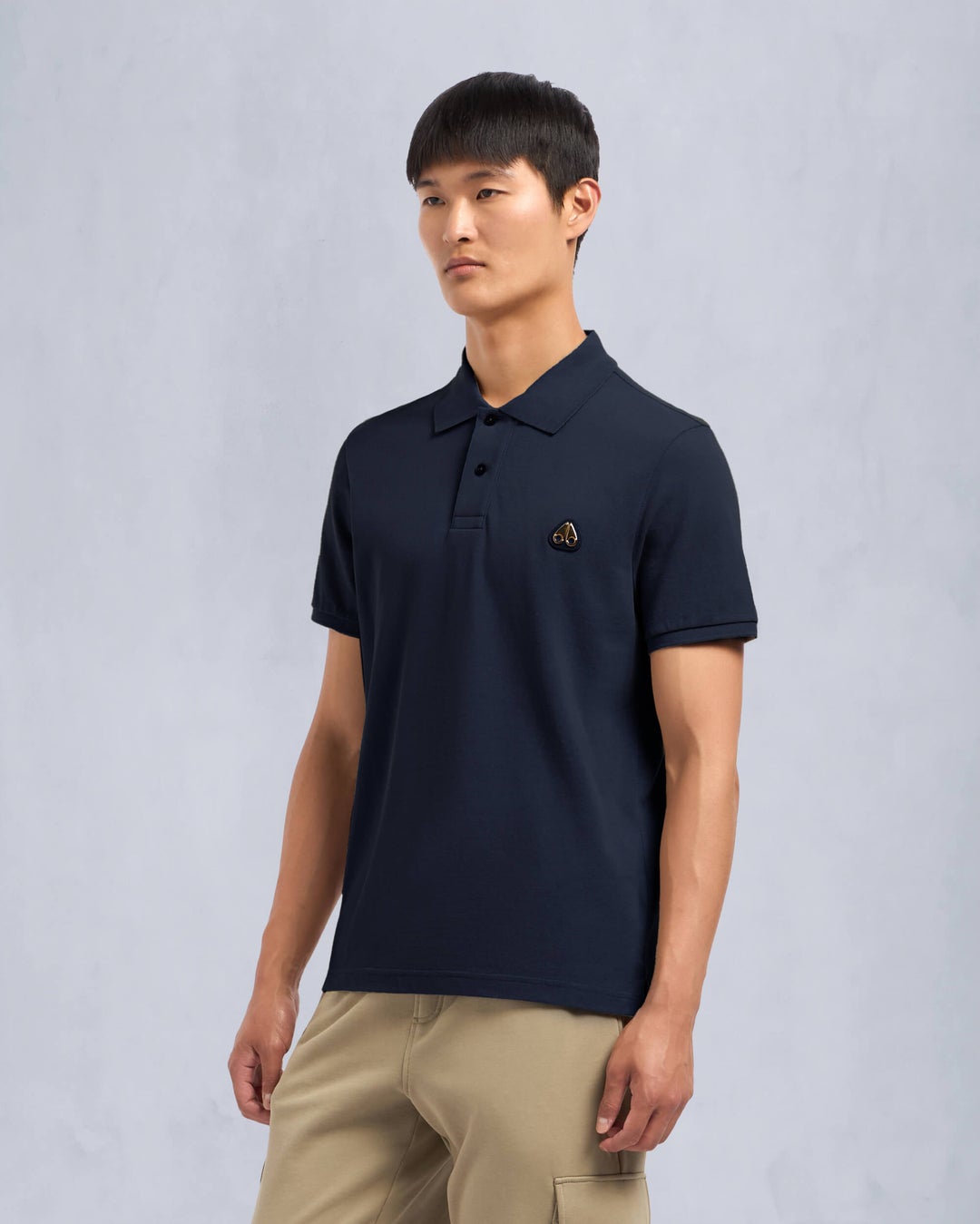 Navy Moose Knuckles Gold Series Everett Men Polo Shirt | USA-RCKPN6714