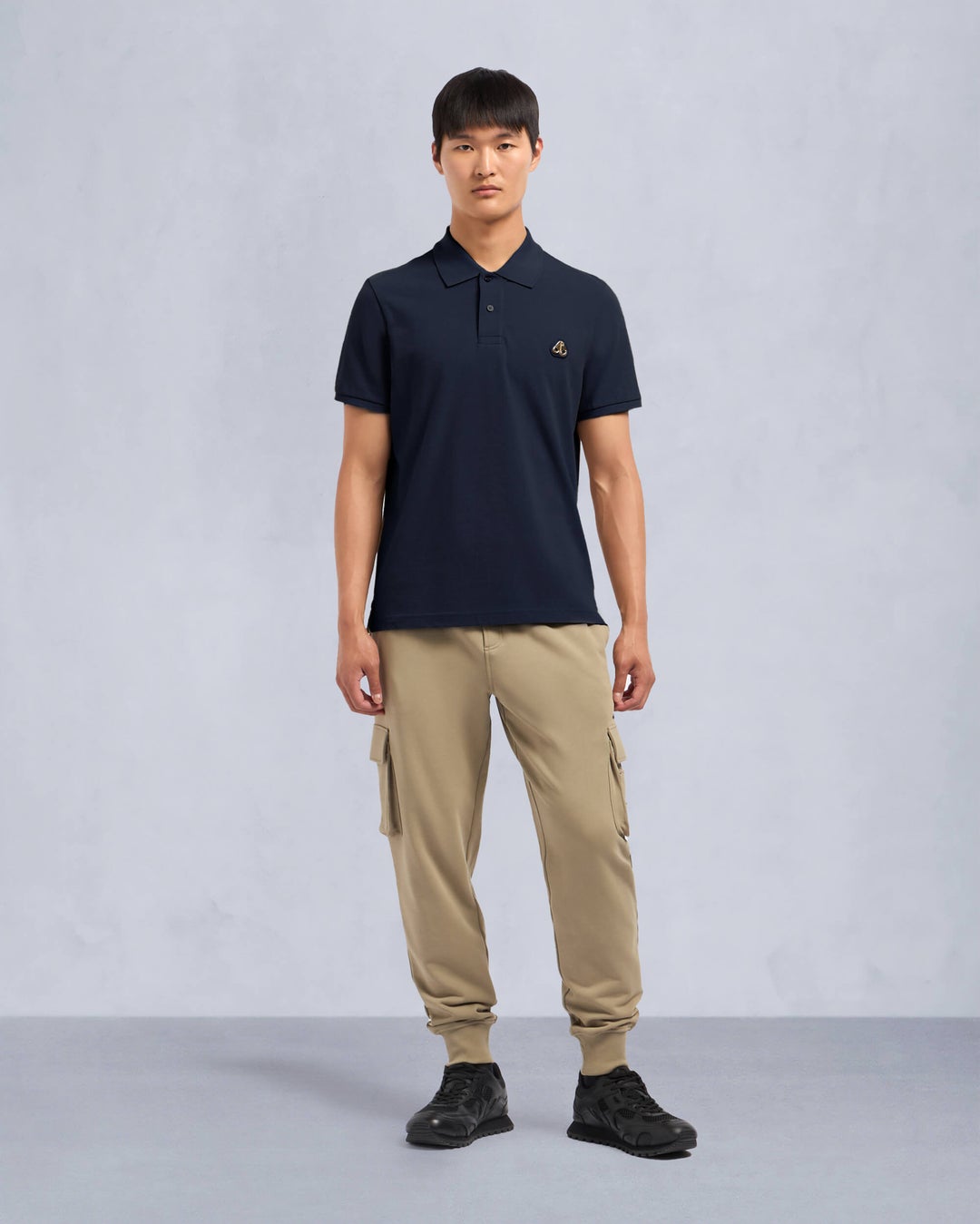 Navy Moose Knuckles Gold Series Everett Men Polo Shirt | USA-RCKPN6714