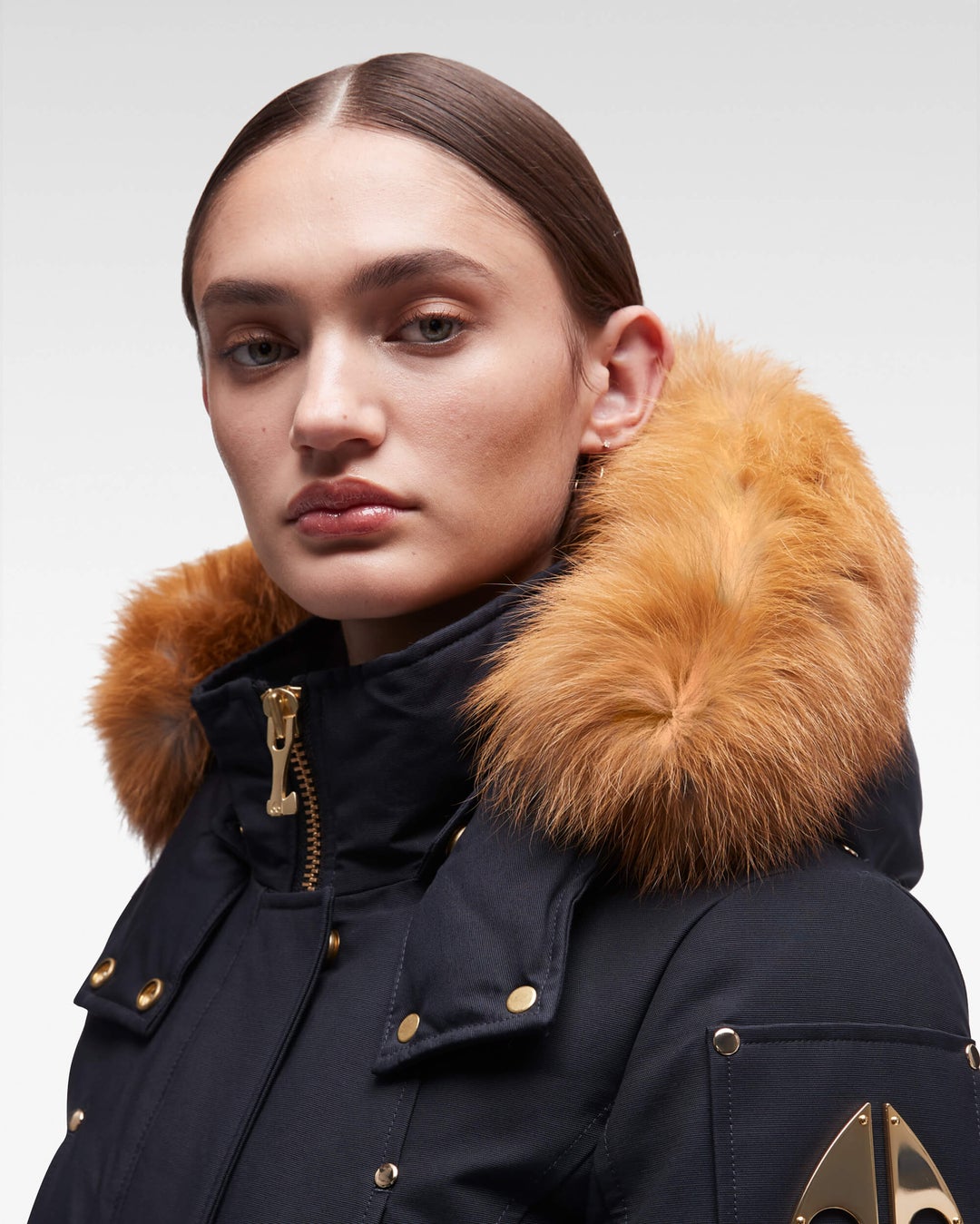 Navy Moose Knuckles Gold Stirling Fur Women Parka | USA-UYXWR5968