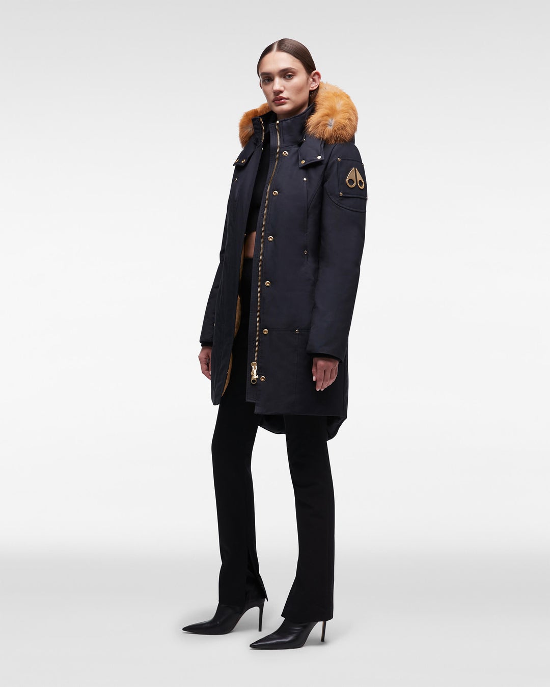 Navy Moose Knuckles Gold Stirling Fur Women Parka | USA-UYXWR5968