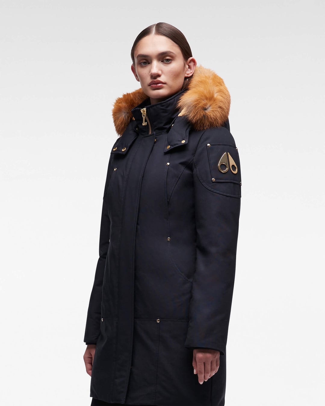 Navy Moose Knuckles Gold Stirling Fur Women Parka | USA-UYXWR5968