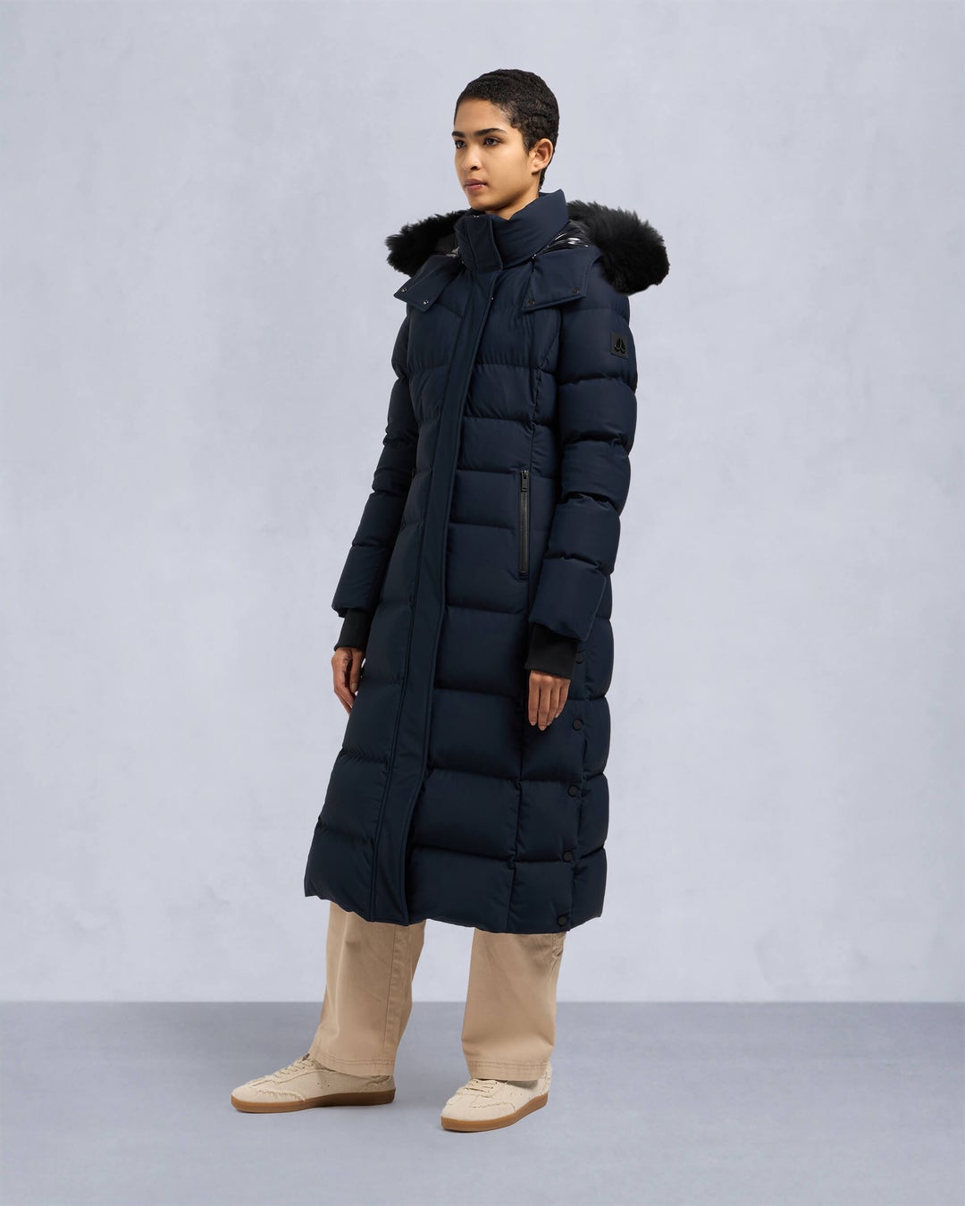 Navy Moose Knuckles Jocada Shearling Long Women Parka | USA-TMVOU0934