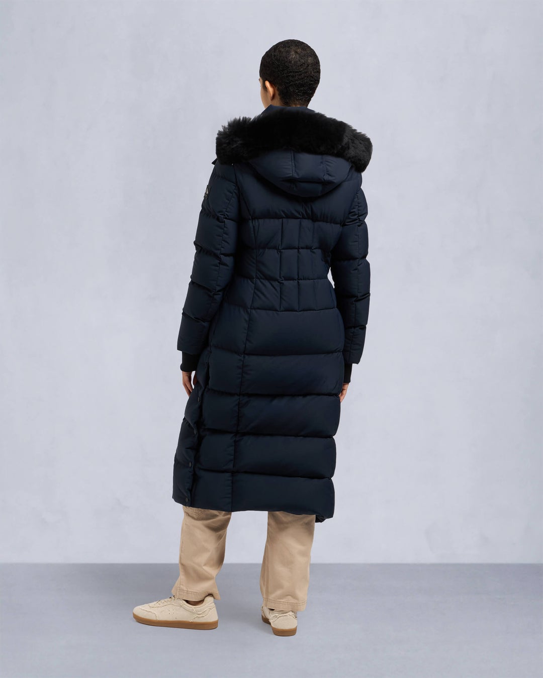 Navy Moose Knuckles Jocada Shearling Long Women Parka | USA-TMVOU0934