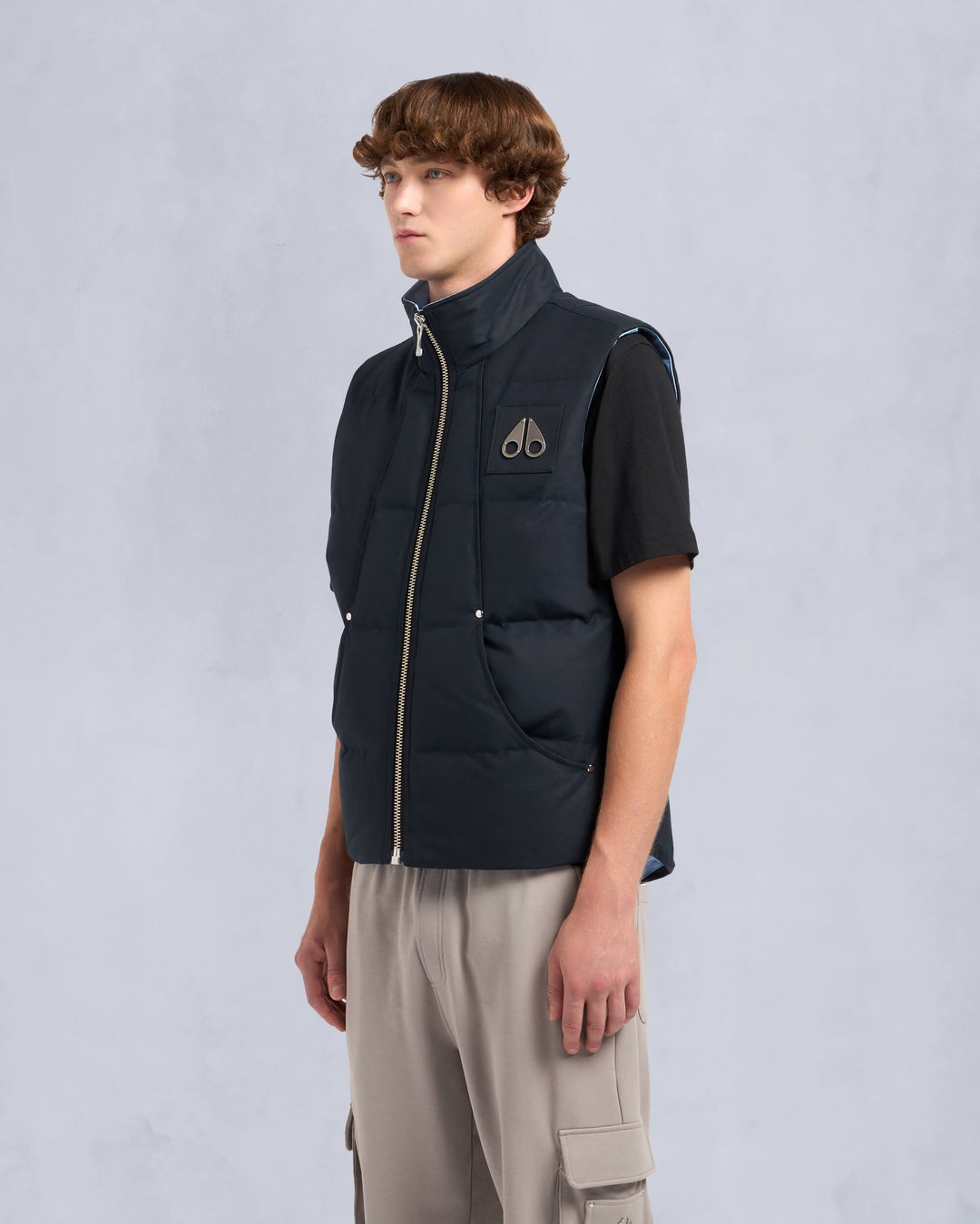 Navy Moose Knuckles Montreal Tonal Men Vest | USA-ZYJLO8394