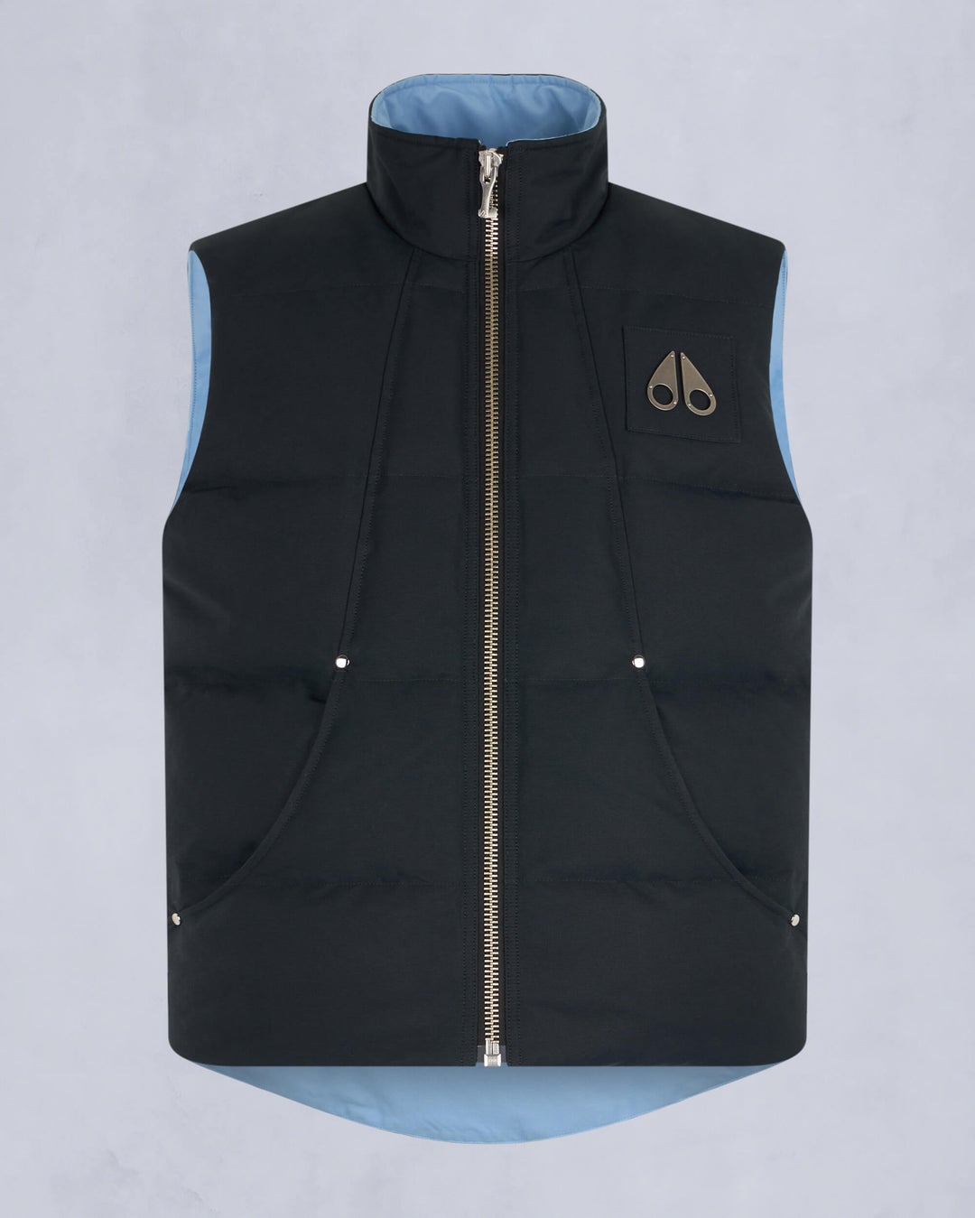 Navy Moose Knuckles Montreal Tonal Men Vest | USA-ZYJLO8394