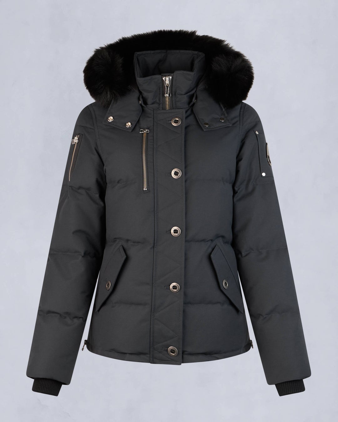 Navy / Black Moose Knuckles Original 3q Fur Women Down Jacket | USA-UQIER3579