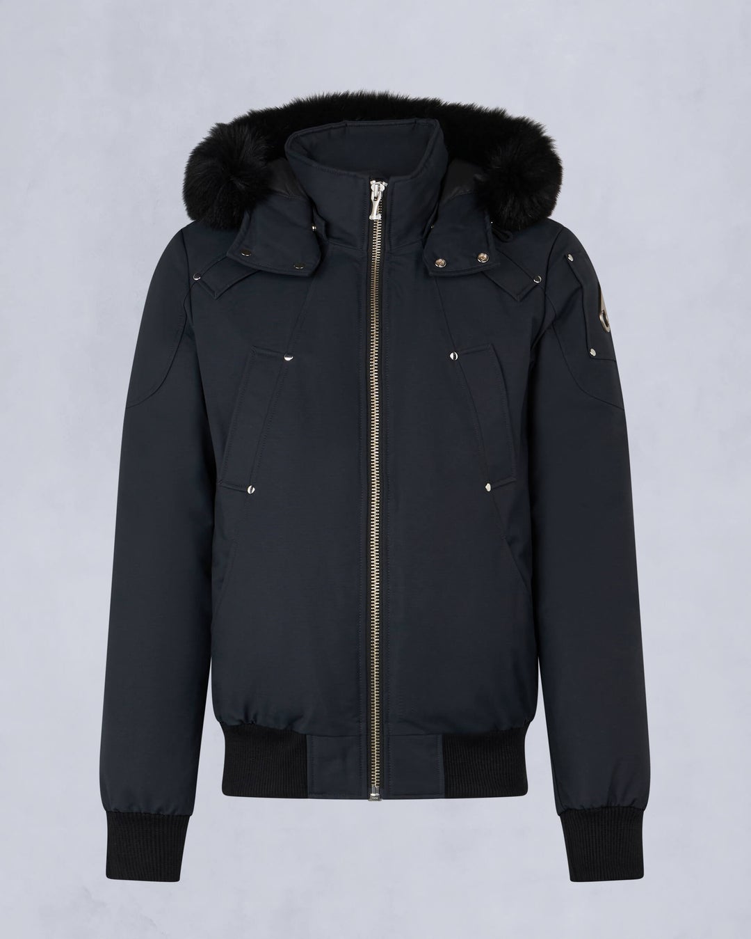 Navy / Black Moose Knuckles Original Ballistic Bomber Fur Men Winter Jacket | USA-FPDLK9306