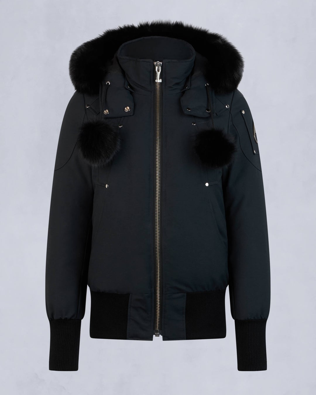 Navy / Black Moose Knuckles Original Debbie Bomber Fur Women Winter Jacket | USA-BWVCY2479