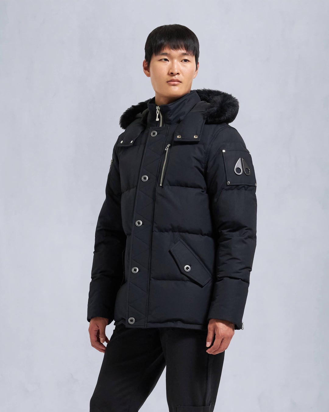 Navy / Black Moose Knuckles Original Shearling 3q Men Winter Jacket | USA-ZQYCO0593