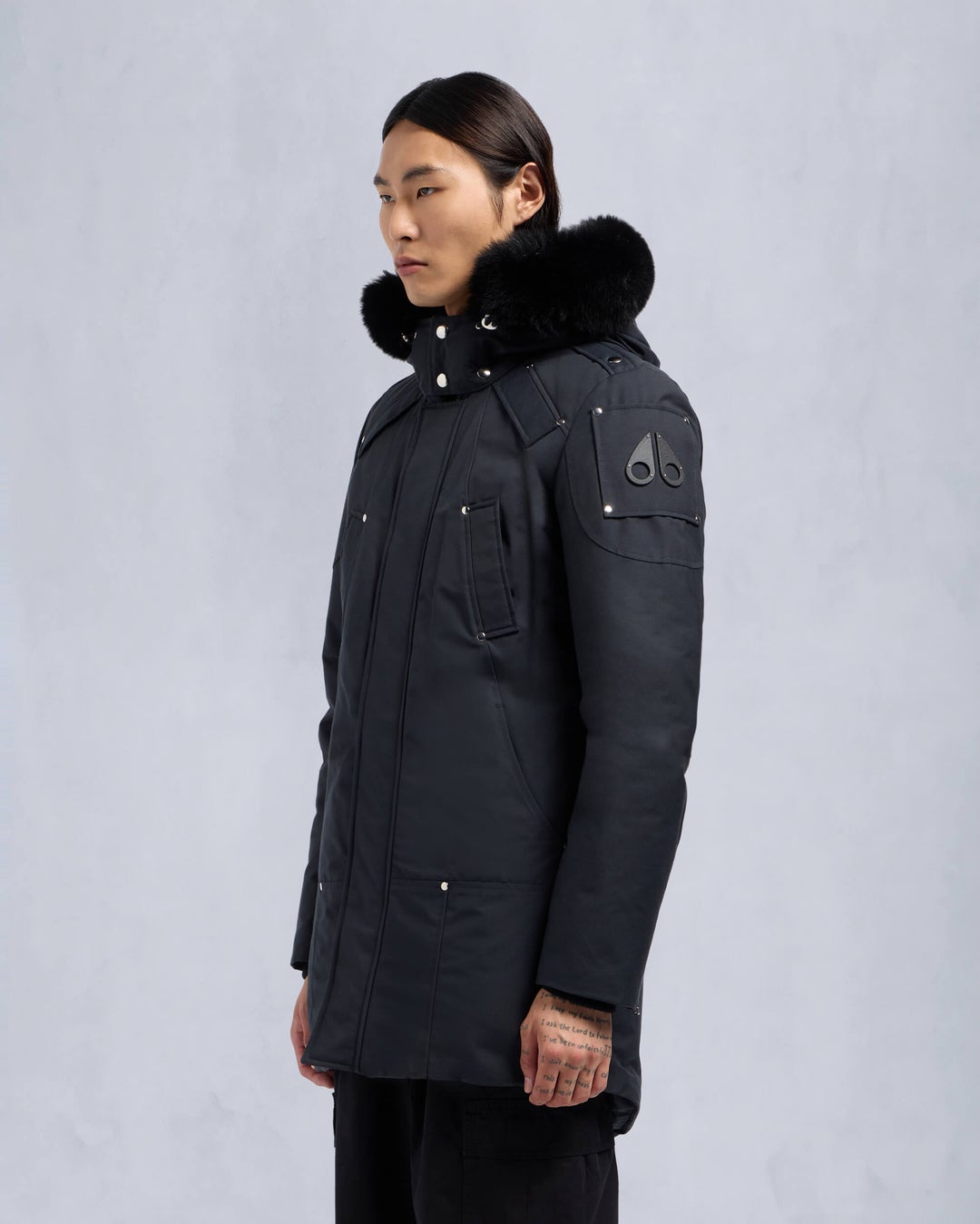 Navy / Black Moose Knuckles Original Stirling Fur Men Parka | USA-RAYJL7045