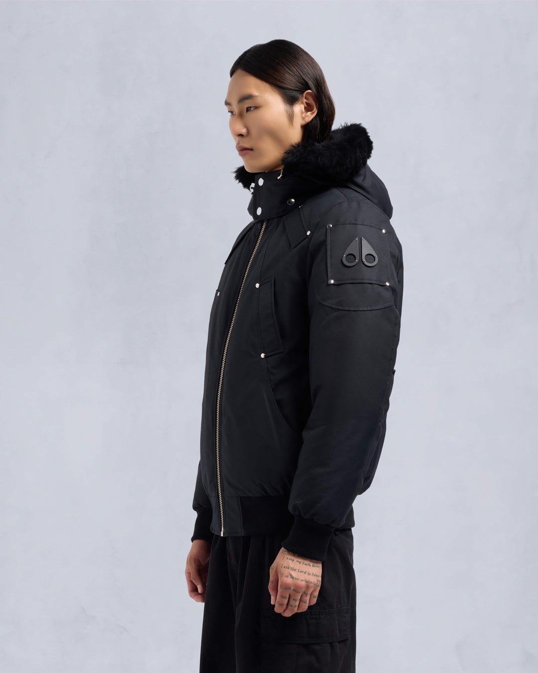 Navy / Black Moose Knuckles Originals Shearling Ballistic Men Bomber Jacket | USA-UZEBP9245