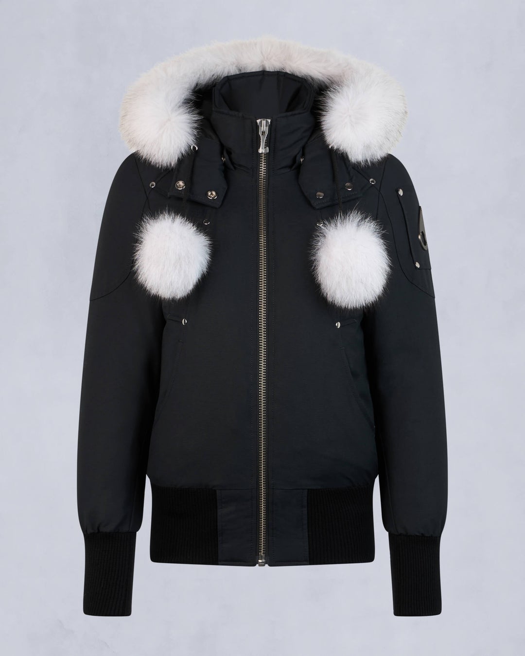 Navy / Grey Moose Knuckles Original Debbie Bomber Fur Women Winter Jacket | USA-DOCKJ0237