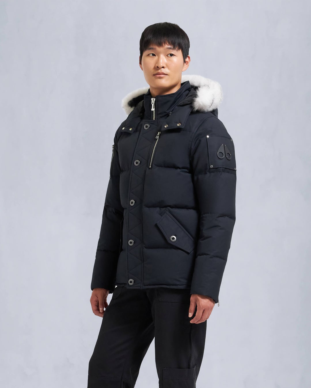 Navy / White Moose Knuckles Original Shearling 3q Men Winter Jacket | USA-MHQGX4253