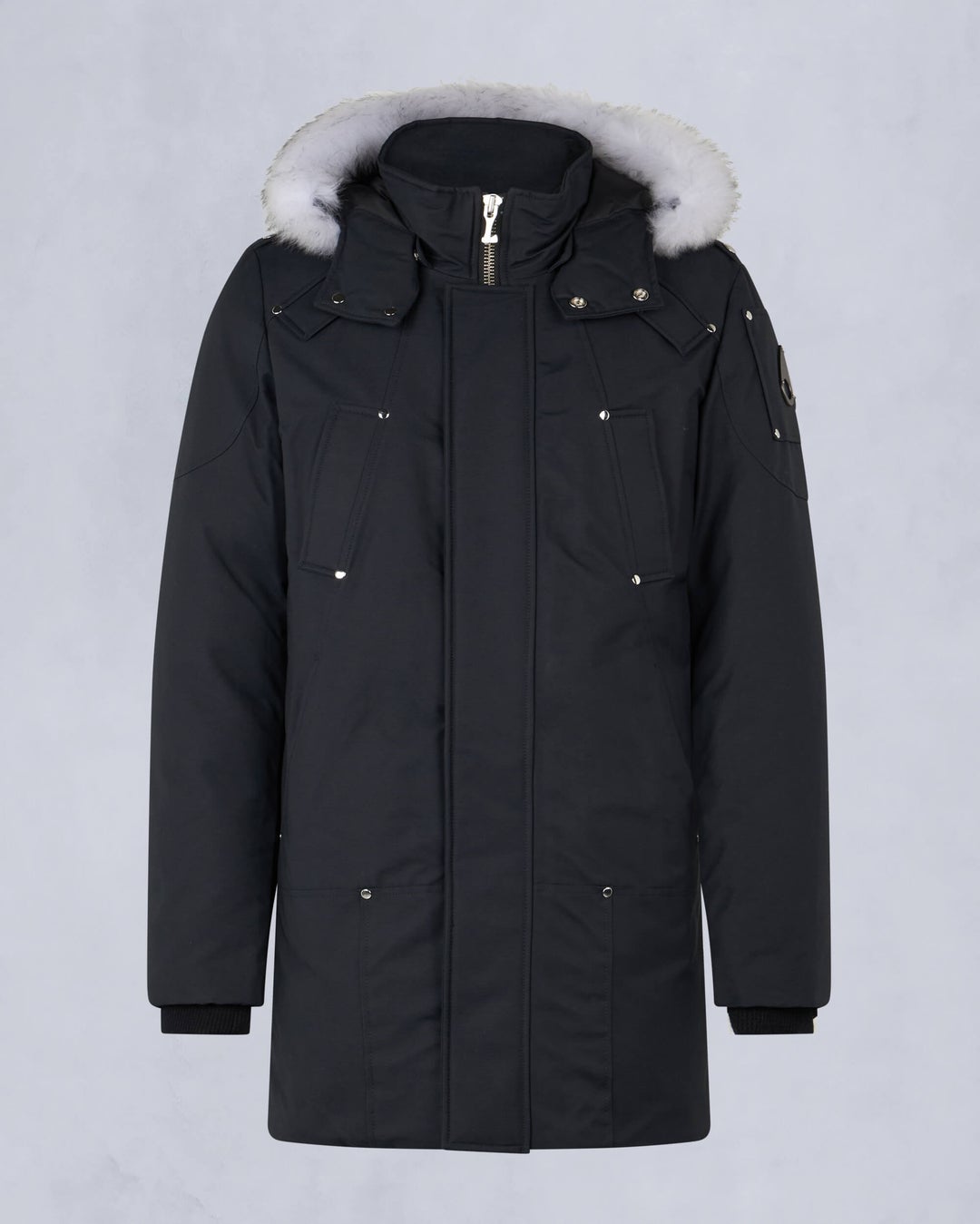 Navy / White Moose Knuckles Original Shearling Stirling Men Parka | USA-WSEZG6914