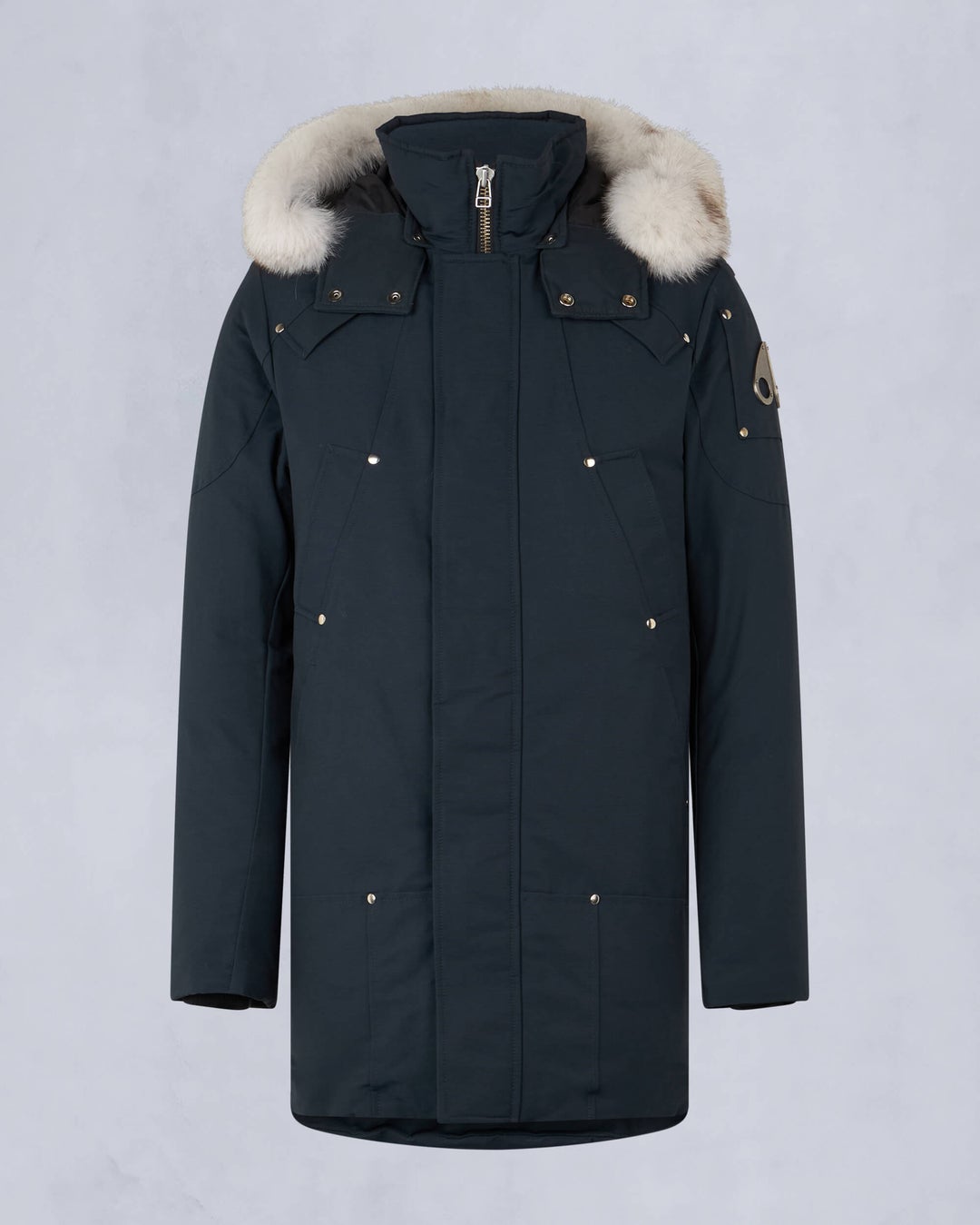 Navy / White Moose Knuckles Original Stirling Fur Men Parka | USA-RXEFM5378