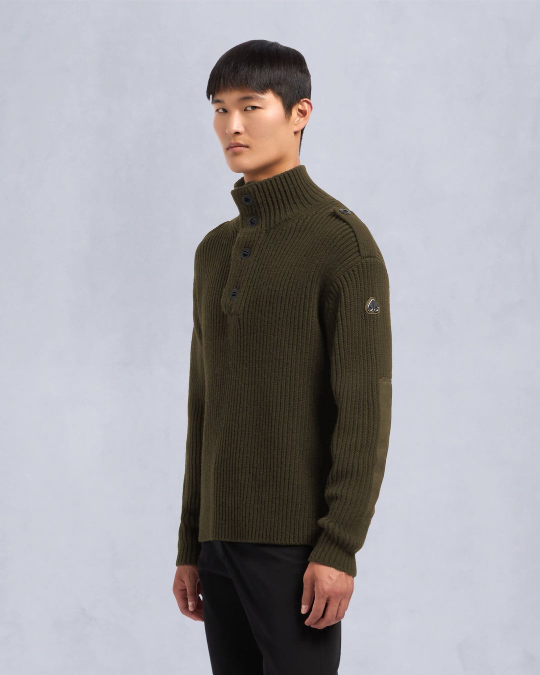 Olive Moose Knuckles Ackley Mock Men Sweater | USA-LWHSY9768