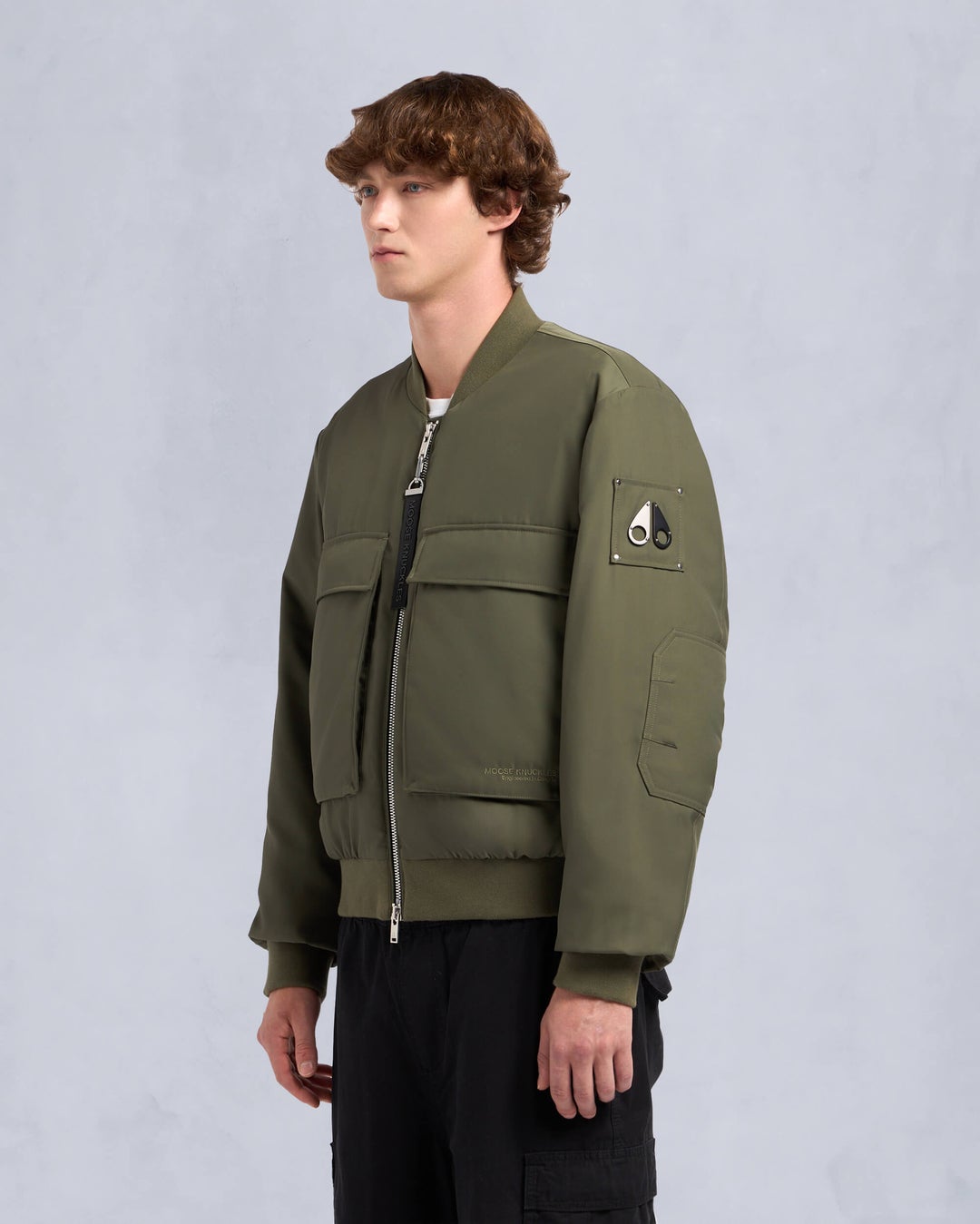 Olive Moose Knuckles Alder Twill Men Bomber Jacket | USA-PVOXH8763