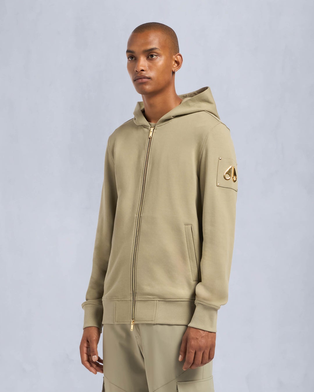 Olive Moose Knuckles Gold Series Snyder Zip Men Hoodie | USA-OGPUH4758