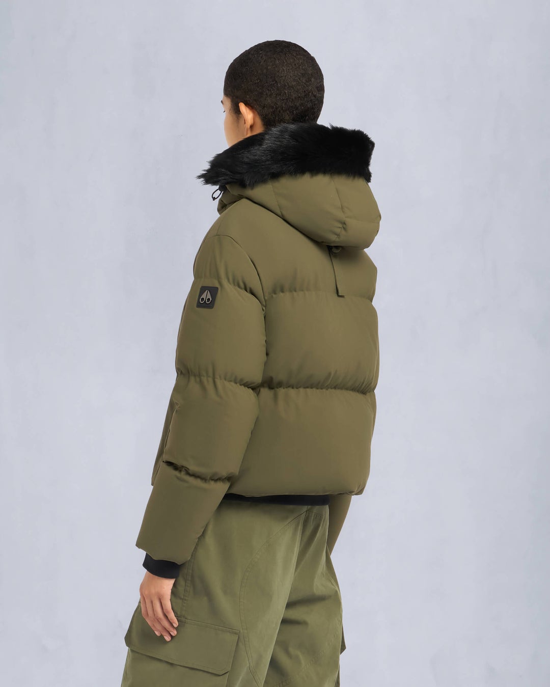 Olive Moose Knuckles Misti Shearling Puffer Women Down Jacket | USA-IZUYG4107