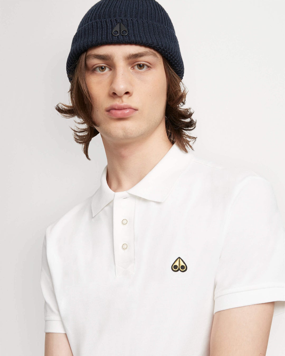 White Moose Knuckles Gold Pique Men Polo Shirt | USA-EVWZO5198