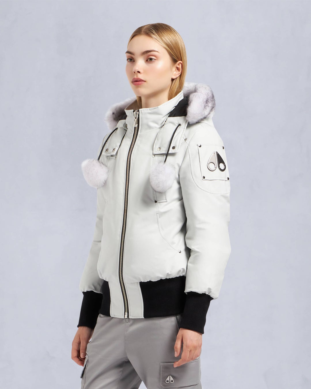 White Moose Knuckles Orginal Debbie Shearling Women Bomber Jacket | USA-TOLCS2153